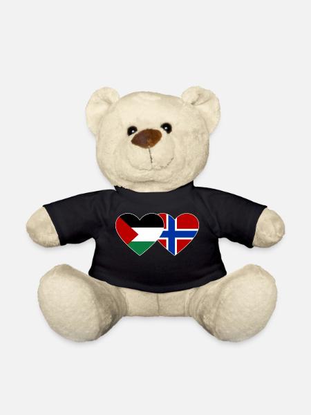 Palästina Norwegen Flagge Herz - Teddy - Schwarz