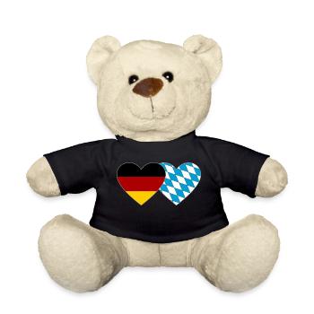 Deutschland Bayern Flagge Herz - Teddy - Schwarz - Vorne