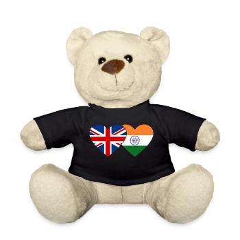 England India Flag Heart - Teddy Bear - black - Front