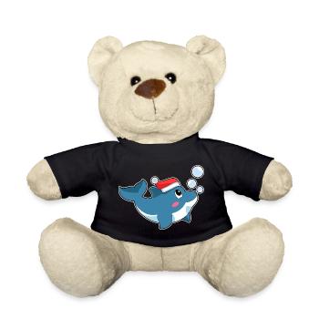 Dolphin Christmas Santa Hat - Teddy Bear - black - Front