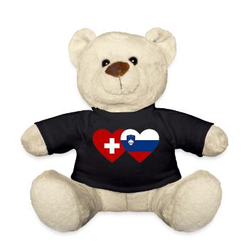 Schweiz Slowenien Flagge Herz - Teddy - Schwarz - Vorne