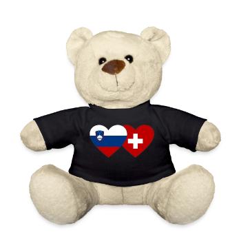 Slovenia Switzerland Flag Heart - Teddy Bear - black - Front