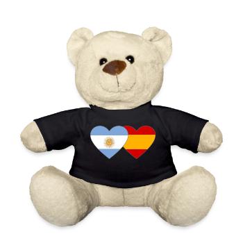 Argentine Espagne Drapeau Coeur - Nounours - noir - Devant