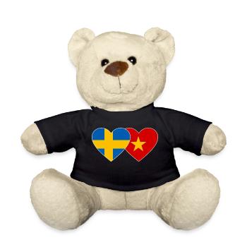 Schweden Vietnam Flagge Herz - Teddy - Schwarz - Vorne