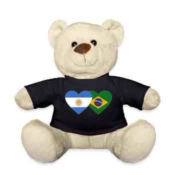 Argentinien Brasilien Flagge Herz - Teddy - Schwarz - Vorne
