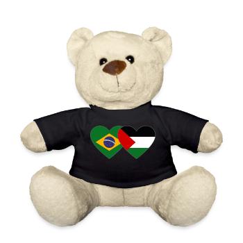 Brazil Palestine Flag Heart - Teddy Bear - black - Front
