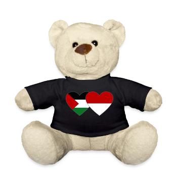 Palestine Indonesia Flag Heart - Teddy Bear - black - Front