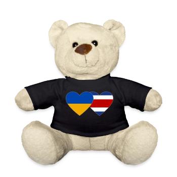 Ukraine Costa Rica Flag Heart - Teddy Bear - black - Front