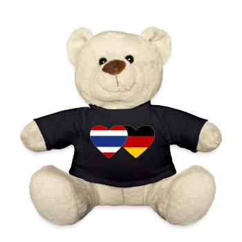 Thaïlande Allemagne Drapeau Coeur - Nounours - noir - Devant