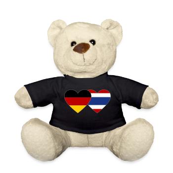 Germany Thailand Flag Heart - Teddy Bear - black - Front