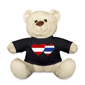 Austria Thailand Flag Heart - Teddy Bear - black - Front