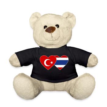 Turkey Thailand Flag Heart - Teddy Bear - black - Front