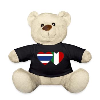 Thailand Italy Flag Heart - Teddy Bear - black - Front