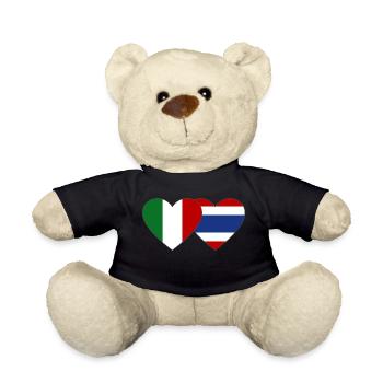 Italie Thaïlande Drapeau Coeur - Nounours - noir - Devant