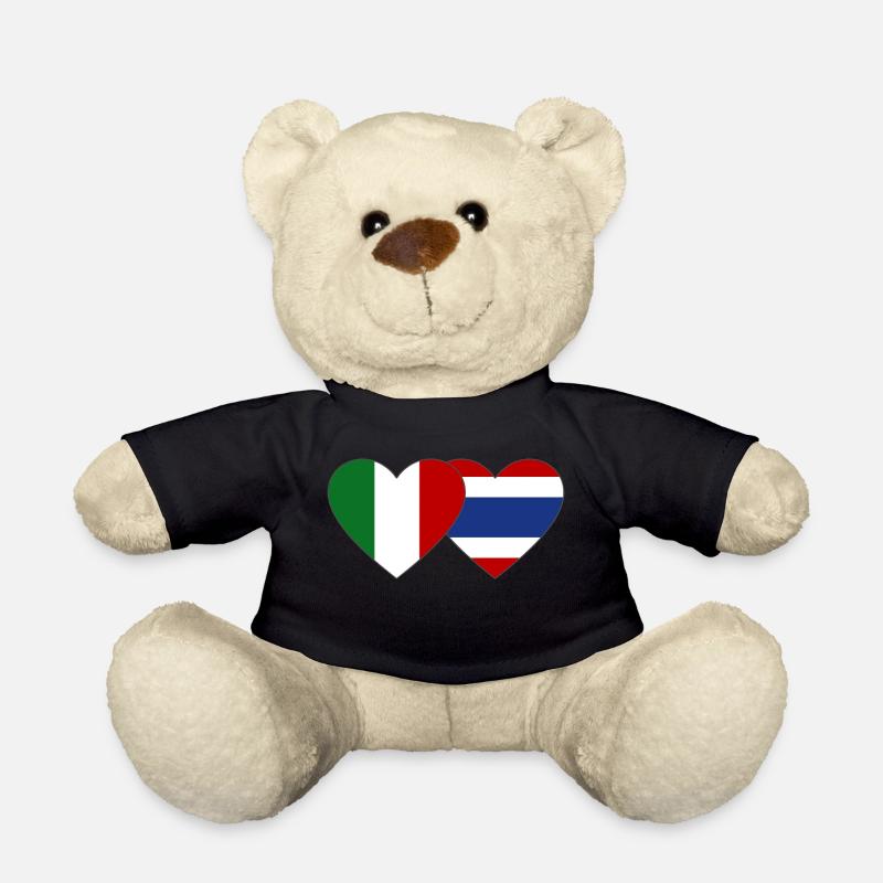 Italien Thailand Flagge Herz - Teddy - Schwarz