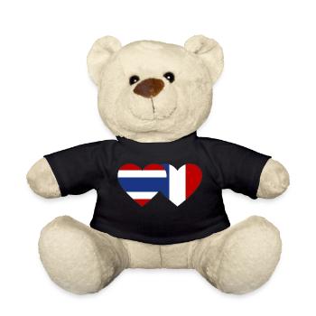 Thaïlande France Drapeau Coeur - Nounours - noir - Devant