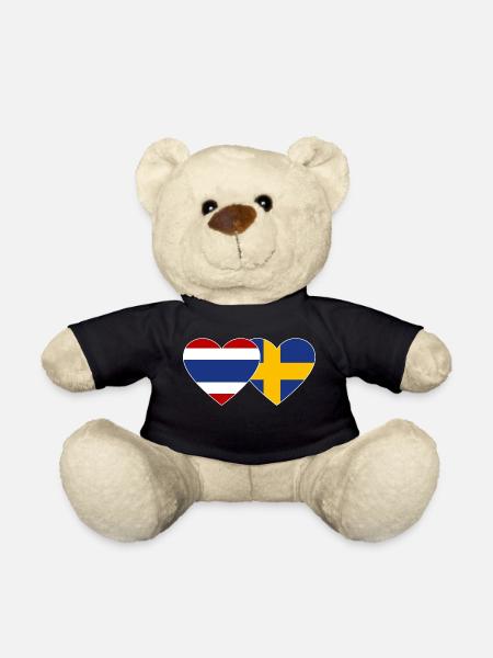 Thailand Schweden Flagge Herz - Teddy - Schwarz