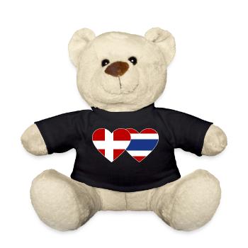 Denmark Thailand Flag Heart - Teddy Bear - black - Front