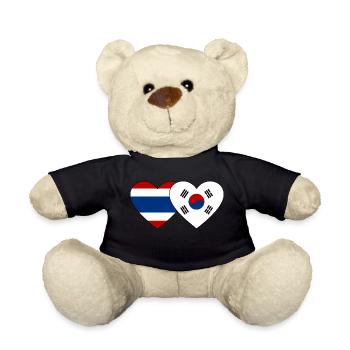 Thaïlande Corée du Sud drapeau coeur - Nounours - noir - Devant