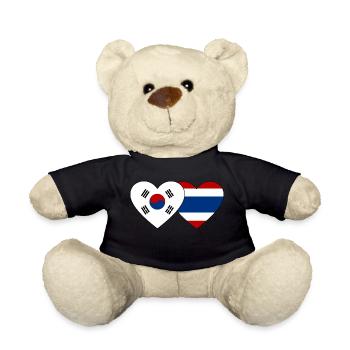 Corée du Sud Thaïlande Drapeau Coeur - Nounours - noir - Devant
