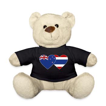 Nouvelle-Zélande Thaïlande drapeau coeur - Nounours - noir - Devant