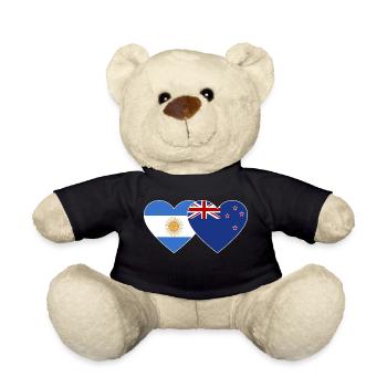 Drapeau de l’Argentine et de la Nouvelle-Zélande Coeur - Nounours - noir - Devant