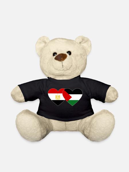 Egypt Palestine Flag Heart - Teddy Bear - black