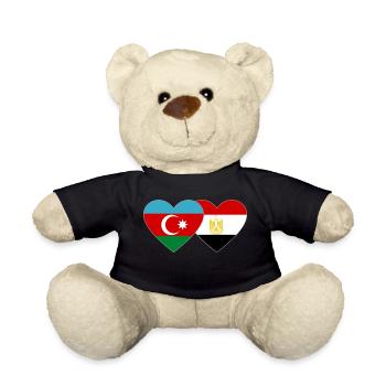 Azerbaijan Egypt Flag Heart - Teddy Bear - black - Front
