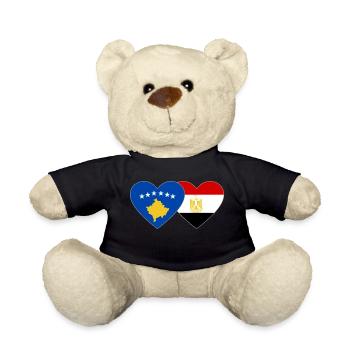 Kosovo Egypte Drapeau Coeur - Nounours - noir - Devant