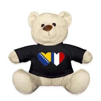 Bosnie France Drapeau Coeur - Nounours - noir - Devant