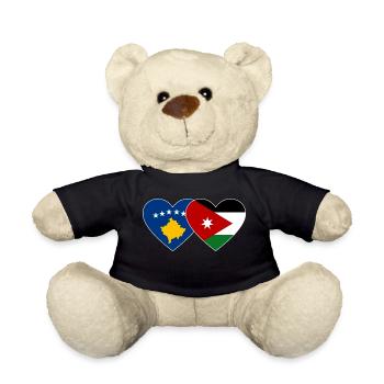Kosovo Jordanie Drapeau Coeur - Nounours - noir - Devant