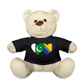 Pakistan Bosnie drapeau coeur - Nounours - noir - Devant