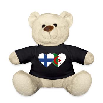 Finland Algeria Flag Heart - Teddy Bear - black - Front