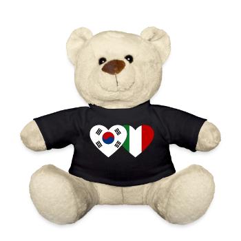 Corée du Sud Italie Drapeau Coeur - Nounours - noir - Devant