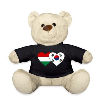 Hongrie Corée du Sud Drapeau Coeur - Nounours - noir - Devant