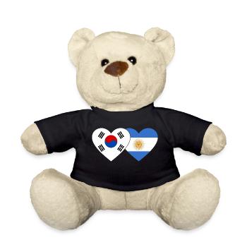 Corée du Sud Argentine Drapeau Coeur - Nounours - noir - Devant