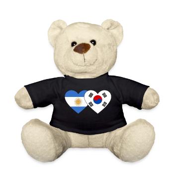 Argentine Corée du Sud Drapeau Coeur - Nounours - noir - Devant