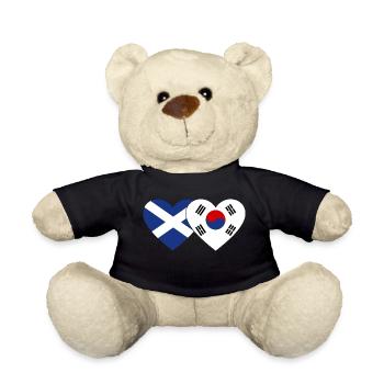 Ecosse Corée du Sud Drapeau Coeur - Nounours - noir - Devant