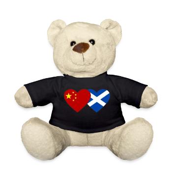Schottland China Flagge Herz - Teddy - Schwarz - Vorne