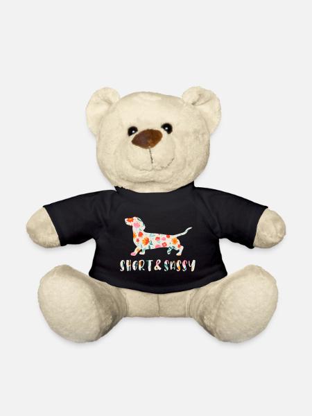 Kleiner und frecher Dackel blumig - Teddy - Schwarz