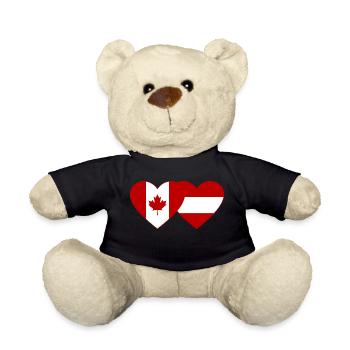 Canada Austria flag heart - Teddy Bear - black - Front