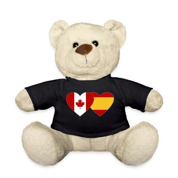 Canada Espagne Drapeau Coeur - Nounours - noir - Devant