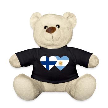 Finlande Argentine Drapeau Coeur - Nounours - noir - Devant