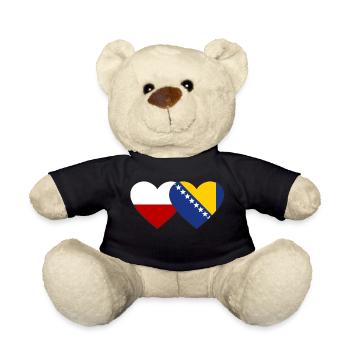 Poland Bosnia Flag Heart - Teddy Bear - black - Front