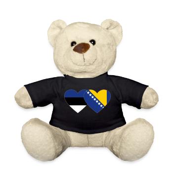 Estonie Bosnie Drapeau Coeur - Nounours - noir - Devant