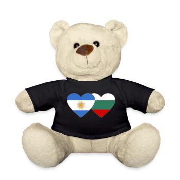 Argentine Bulgarie Drapeau Coeur - Nounours - noir - Devant