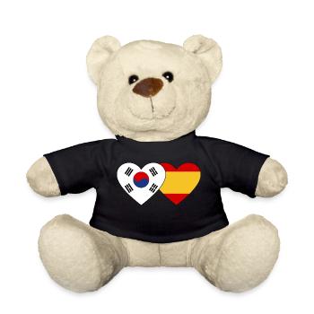 Südkorea Spanien Flagge Herz - Teddy - Schwarz - Vorne