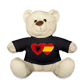 Albanie Espagne Drapeau Coeur - Nounours - noir - Devant