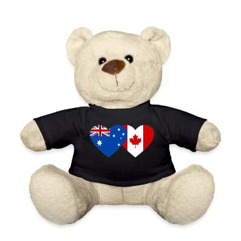 Australie Canada drapeau coeur - Nounours - noir - Devant