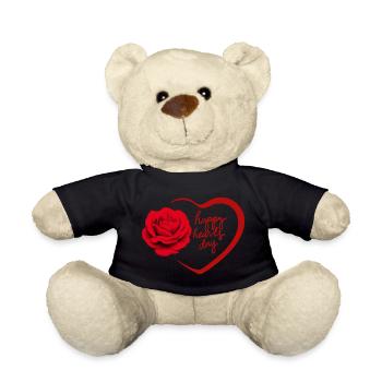 Herz und Rose Valentinstag Design - Teddy - Schwarz - Vorne